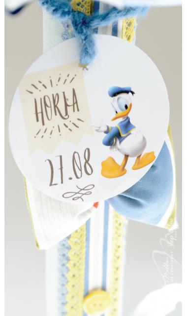 Lumanare de botez baiat cu ratoiul Donald Duck, 65x4cm, Ratoiul Donald  4